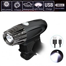 Bike Light FOME Ultra Bright Waterproof LED USB Rechargeable Bike Front Light Bike Safety Light With 200LM 360Degree Swivel Ability Easy to Install Fit On Any Road Bikes for Cycling Safety Flashlight - B077QLM6HQ